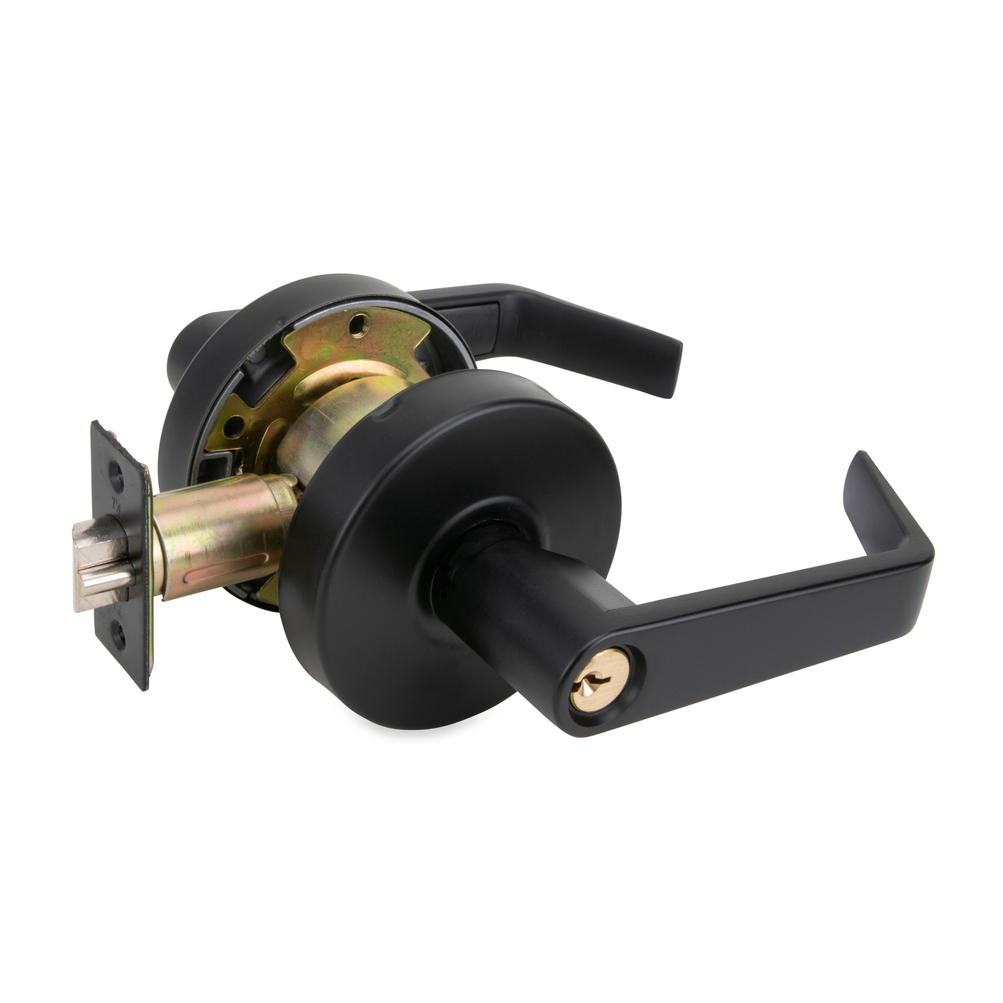 Trans Atlantic Saturn Standard Duty Classroom Door Handle with Lock — Matte Black, Grade 2, ADA Compliant, Model# DL-LSV70-US10B